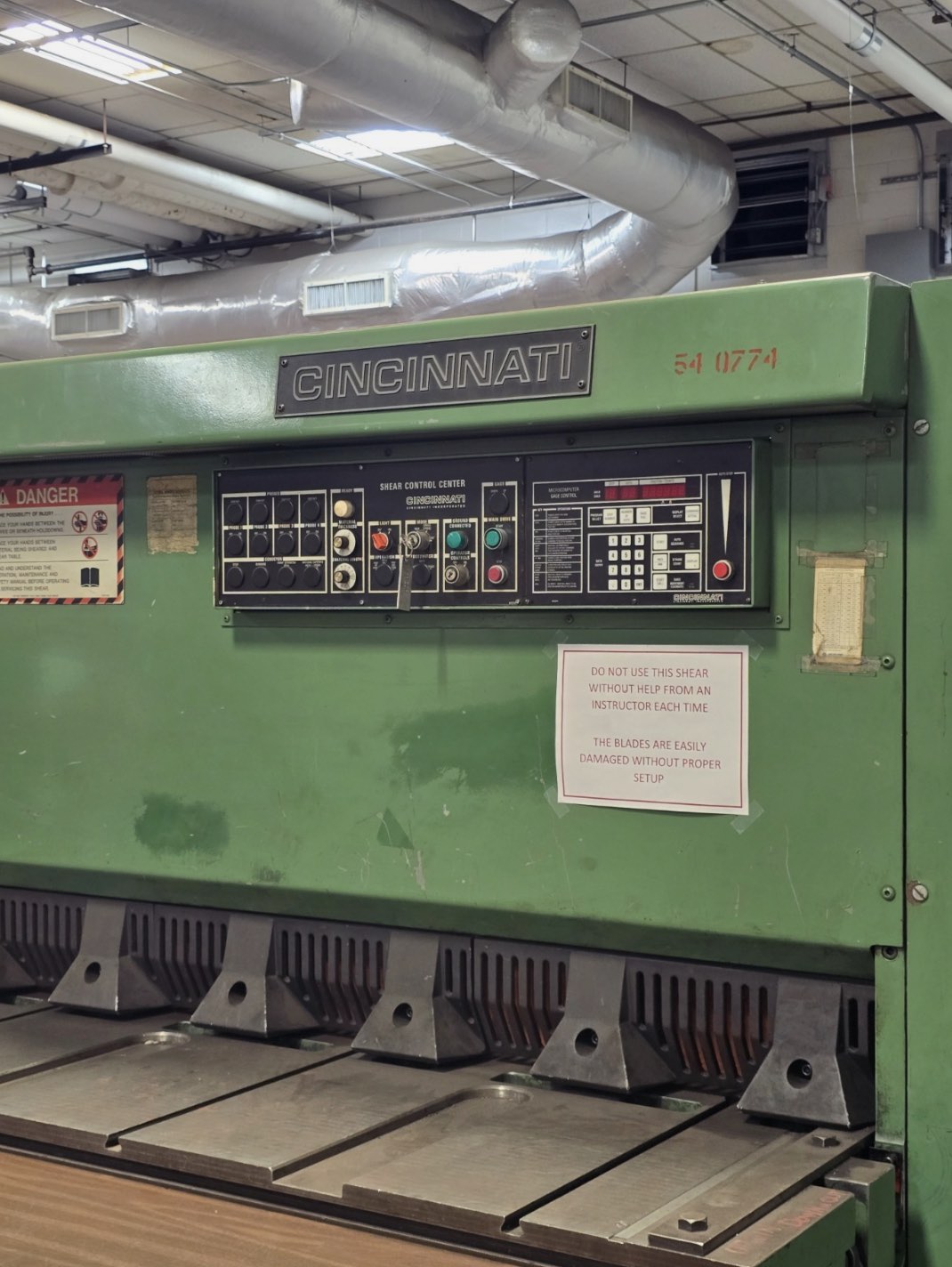 1/4” X 10’  Cincinnati  Hydraulic Shear